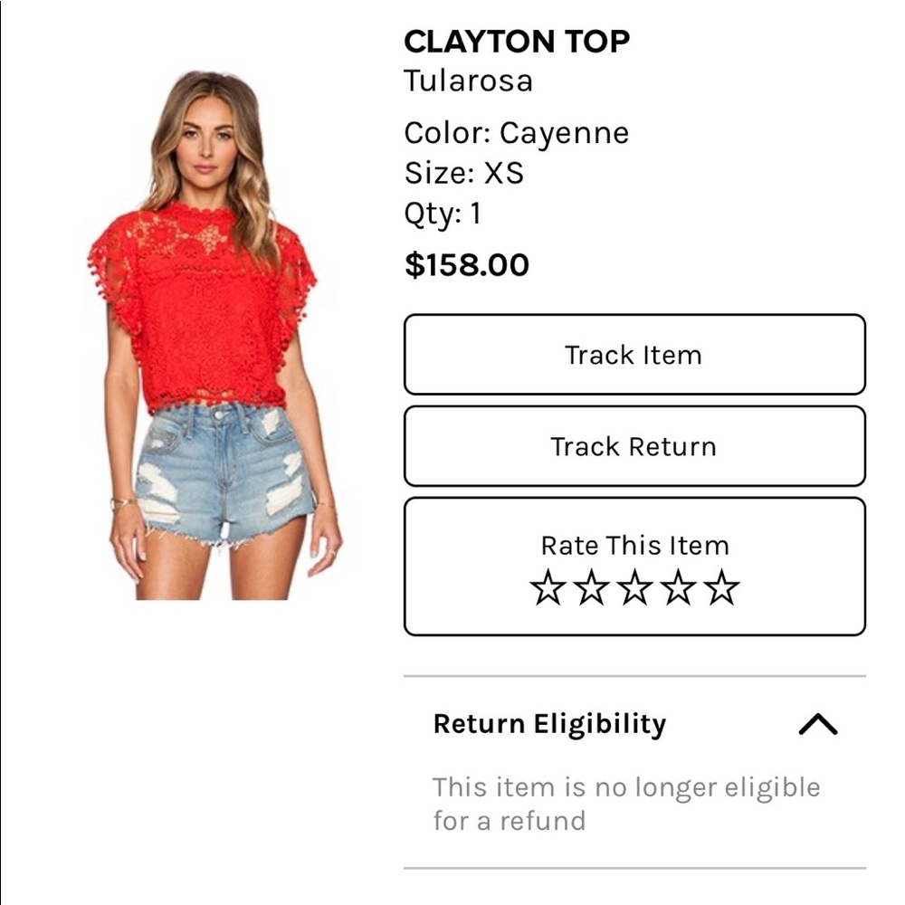 Red Tularosa Xs top